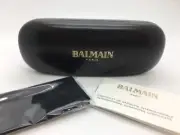 BALMAIN GLASSES SUNGLASSES BLACK HARD CLAMSHELL CASE CLOTH BOOKLET NEW!!!