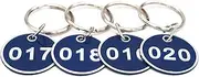 NanTun Aluminum Alloy Metal Key Tag Set, Number ID Tags Key Chain, Numbered Key Rings, 50 pieces - Blue -1 to 50