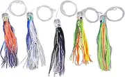 6 Pcs Fishing Squid Skirts Lures, Octopus Skirts Trolling Lures, Plastic Saltwater Fishing Lure Set with 6 Pocket Roll up Bags, Six Color Mix, for Big Fish