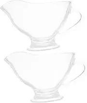 NOLITOY 2pcs Sauces Salad Dressings Dish Syrups Coffee Milk Cup Glass Creamer Pitcher
