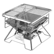 Campingmoon Foldable BBQ Grill, Portable Charcoal Grill, Stainless Steel Wood...