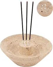 SPESHSTONES Travertine Incense Holder 5.5 Inch Handmade Ash Catcher Tray for Incense Sticks, Cones & Sage - Aromatheraphy Essentials, Stone Burner for Meditation Accessories & Home Decor