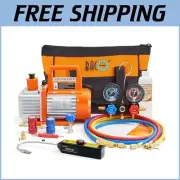 4 CFM R1234yf AC Vacuum Pump and Gauge Set with Leak Detector & Quick Couplers