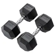METEOR 20kg Rubber Hex Dumbbells, Hex Dumbbells, Fixed Weight Dumbbells, Gym Weights, Dumbbell Weights (1 Pair)