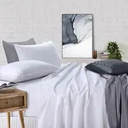 Elan Linen 100% Cotton Vintage Washed King Single Bed Sheet Set, White