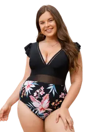 Encounter Under The Waves Ruffles Plus Size One Piece Size 0X