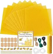 [HASSLICKIT] Natural Beeswax Candle Making Kit for Kids and Adults-12 Beeswax Sheets for Candle Making Rolling DIY Kits (Natural Yellow Color, 8 x 8 inch)
