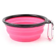 4Pcs Portable Pet Folding Feeding Bowl Silicone Water Dish Feeder Puppy Travel Bowl, Random Color Delivery, Bowl Diameter: 13cm(Pink)