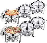 Anycoo 6 SET- 5.5QT Stainless Steel Chafing Dishes for Buffet, Silver