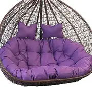 Outdoor Double Hanging Egg Chair Swing with Purple Cushion Two Seater Hammock Chair Replacement Cushion Hanging Basket Chair for 2 People 130X110CM