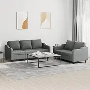 2 Piece Sofa Set with Cushions Dark Grey Fabric - Comfortable & Sturdy Sofa for Living Room, Small Couch, Sofas for Living Room, Small Sofas, Sofa Furniture, Couch Sofa, Soft Sofa, Sofa Couches