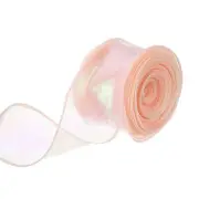 2 3/8" Wide Sheer Wired Organza Ribbon Chiffon Ribbons 10 Yard Light Pink