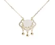 N12 Safe Lock Shape Silver Necklace Shiny Pendant Clavicle Neck Jewelry for Girls Women Decorative Party Wedding