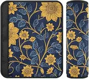 Art Floral Ethnic Gold Blue 2 Pack carseat Strap Pads, Stop seat Belt Cutting into Neck, seat Belt Cover Cute for SUV Van Truck 10x7.7 in forro para cinturon de seguridad