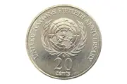 20c 1995 50th Anniversary of United Nations Lightly Circulated Aus Twenty Cent Coin