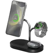 Samsung 3-in-1 Qi2 Fast Wireless Charging Stand - Black Fast Wireless ChargingS25 Series with magnet case, iPhone 12 & later, Watch5 & later, Galaxy Bud+ & later [GP-PWU024WIABW]