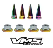 8 VMS RACING STRUT TOWER SPIKES NEO CHROME WASHERS SILVER FLANGED NUTS FOR HONDA (for: Honda Civic)