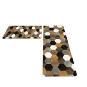 Brown Hexagon Kitchen Door Mat Non Slip Waterproof PVC Floor Rug Carpet