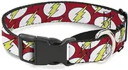 Dog Collar Martingale Flash Logo Scattered Red White Yellow 15 to 26 Inches 1.0 Inch Wide