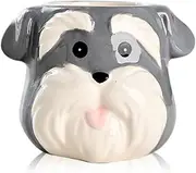 DIYOMR Cute Pet Dog Ceramic Planter Small Succulent Pot Cartoon Shaped Plant Pot for Mini Plants Flower Cactus, Smooth Shiny Ceramic - Plants Not Included (Schnauzer)