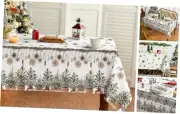 Christmas Tablecloth 60×60 Inch Square, Christmas Trees 60×60",Square Beige