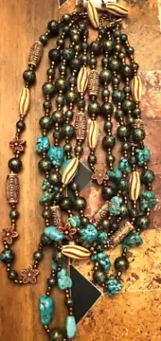 Hannah Collection- NWT Faux Turquoise Mixed Beads & Stones Necklace & Earrings