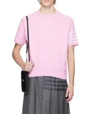 stripe-detail short-sleeved jumper 1,4 light pink