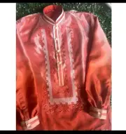 Barong Tagalog For Men (Large) Rust Orange