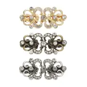 Cloak Clasp Set, 3Pcs Alloy Vintage Sweater Clips with Rhinestone, Style 3