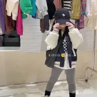 在飛比找蝦皮商城精選優惠-韓國童裝女童套裝秋季棒球服外套灰色內搭褲兒童洋氣時髦兩件套 