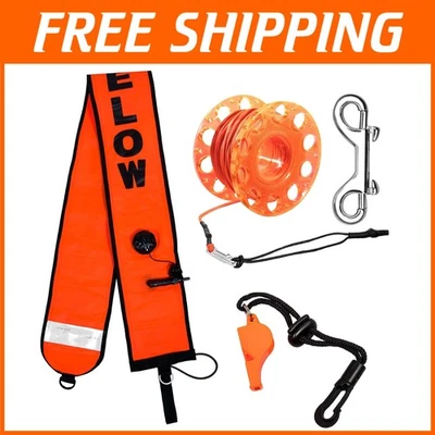 Professional Diving SMB with Reflective Tube, Reel, and Safety Whistle - Unisex