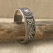 Irish Silver Celtic Warrior Shield Wedding Ring 6 mm Oxidized Finish 5, 7 or 12