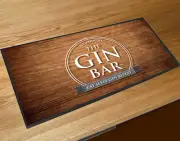 The Gin bar wood effect grey label bar runner mat Cocktail bars & Pubs