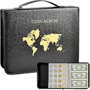 Collectors' Dedicated Coin Collection Bookshelf, 200 Pocket Collection Photo Albums, and 30 Sleeve Banknote Display Storage Boxes, Used for Coin Collection Items, Pence, Banknotes, Tokens, Badges
