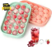 Ice Cube Tray, 2 Pack Flexible Silicone 22 Ice Balls Maker with Lid BPA Free Eas