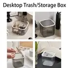 Transparent Desktop Trash Press Type Mini Dustbin Storage Box Office Supplies