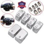 6Pcs Chrome Hand Control Button Switch Cap For Harley Dyna Softail Sportster XL