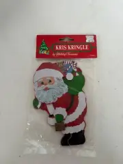 NIP VINTAGE Kris Kringle Santa WOOD painted ornament 5" Taiwan NEW
