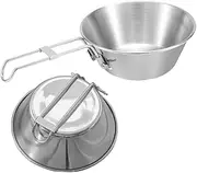 Folding Camping Bowl Travel Sierra Cup Camping Tableware Equipment Bowl Set Backpacking Stainless Steel Carry Fold Sturdy Measuring 500ml 2PCS-