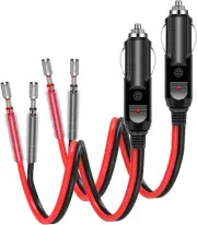 2 Pack 12V Fused Cigarette Lighter Male Plug with Leads & LED Light, 16AWG Ca...