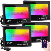 LED Flood Light Outdoor 25W, 250W Equivalent 2500LM, RGB Color Changing Flood...