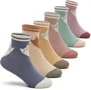 [Aisyee] Boys Cotton Crew Socks Kids Seamless Socks Colorful Quarter Socks Multipack 6 Pairs