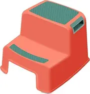 Bathroom Step Stool Kids Dual Height 2 Step Stool,Stepping Stool for Toddlers Potty Training Stool Safe and Non-Slip,Red