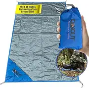 Ultralight Backpacking Tarp Ground Cloth 27.5 x 48 Inches Waterproof Mini Pocket Blanket Compact Packable Groundsheet Hiking Gear for Two Pouch and Carabiner