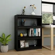 Book Cabinet/Room Divider Black 100x30x103 cm Solid Pinewood, Home Office Shelving