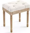 Upholstered Fabric Vanity Bench Seat, Makeup Stools for Vanity, Square Tufted Ot