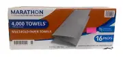 Marathon C-Fold 1-Ply Paper Towels 9.2" x 9.4" White (250 towels/16 packs)