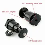 1/4" Mini Ball Head Camera Hot Shoe Mount Tripod Monopod Adapter Bracket Stand