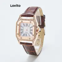 在飛比找蝦皮商城優惠-Lovito 優雅素水鑽方形精緻輕奢女士石英手錶 LFA78
