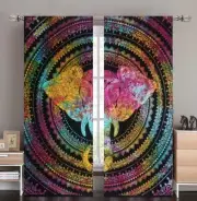 84" Indian Mandala Cotton Elephant Hippie Tapestry Bohemian Door Window Curtains